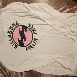 Billabong White Long Sleeve Shirt with Pink Logo